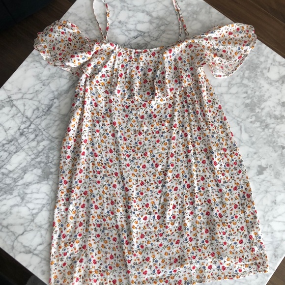 Flounce Floral Open Shoulder Mini Dress - Picture 4 of 5